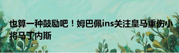 也算一种鼓励吧！姆巴佩ins关注皇马重伤小将马丁内斯