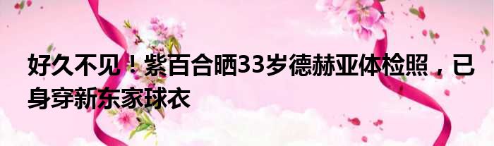 好久不见！紫百合晒33岁德赫亚体检照，已身穿新东家球衣