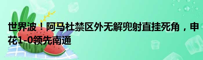 世界波！阿马杜禁区外无解兜射直挂死角，申花1-0领先南通