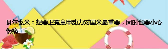 贝尔戈米：想要卫冕意甲动力对国米最重要，同时也要小心伤病