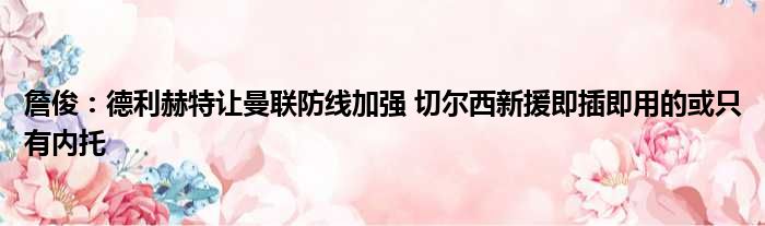詹俊：德利赫特让曼联防线加强 切尔西新援即插即用的或只有内托