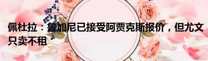 佩杜拉：鲁加尼已接受阿贾克斯报价，但尤文只卖不租
