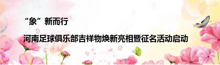 “象”新而行 | 河南足球俱乐部吉祥物焕新亮相暨征名活动启动