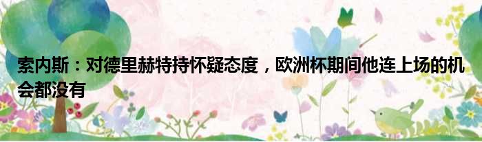 索内斯：对德里赫特持怀疑态度，欧洲杯期间他连上场的机会都没有