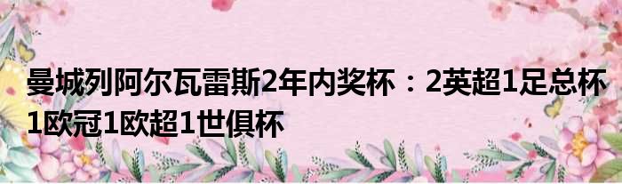 曼城列阿尔瓦雷斯2年内奖杯：2英超1足总杯1欧冠1欧超1世俱杯