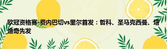 欧冠资格赛-费内巴切vs里尔首发：哲科、圣马克西曼、塔迪奇先发