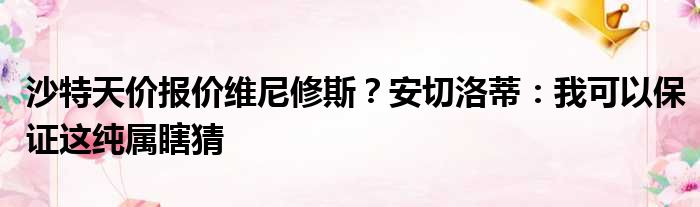 沙特天价报价维尼修斯？安切洛蒂：我可以保证这纯属瞎猜