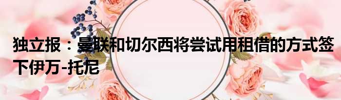 独立报：曼联和切尔西将尝试用租借的方式签下伊万-托尼