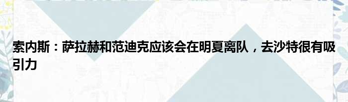 索内斯：萨拉赫和范迪克应该会在明夏离队，去沙特很有吸引力