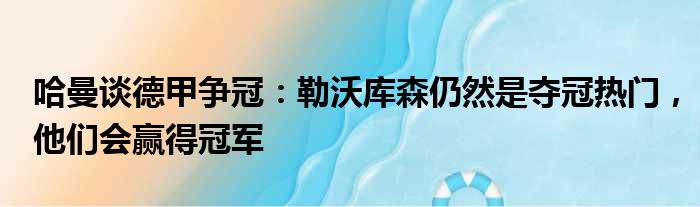 哈曼谈德甲争冠：勒沃库森仍然是夺冠热门，他们会赢得冠军