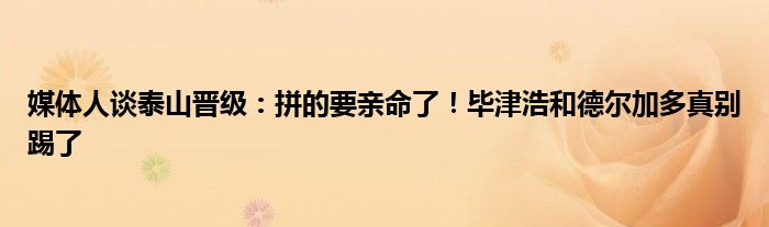 媒体人谈泰山晋级：拼的要亲命了！毕津浩和德尔加多真别踢了