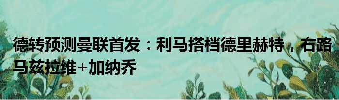 德转预测曼联首发：利马搭档德里赫特，右路马兹拉维+加纳乔
