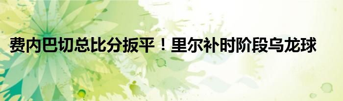 费内巴切总比分扳平！里尔补时阶段乌龙球