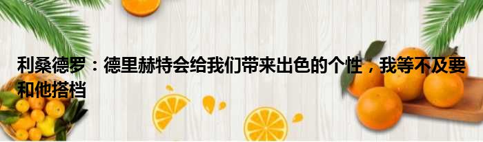 利桑德罗：德里赫特会给我们带来出色的个性，我等不及要和他搭档