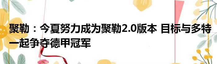 聚勒：今夏努力成为聚勒2.0版本 目标与多特一起争夺德甲冠军