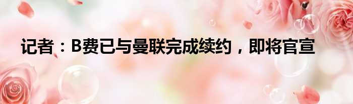 记者：B费已与曼联完成续约，即将官宣