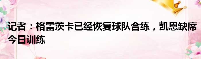 记者：格雷茨卡已经恢复球队合练，凯恩缺席今日训练