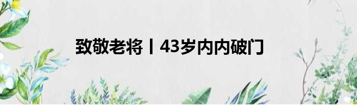 致敬老将丨43岁内内破门