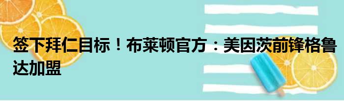 签下拜仁目标！布莱顿官方：美因茨前锋格鲁达加盟