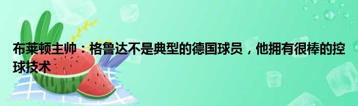 布莱顿主帅：格鲁达不是典型的德国球员，他拥有很棒的控球技术