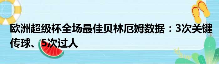 欧洲超级杯全场最佳贝林厄姆数据：3次关键传球、5次过人