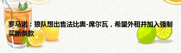 罗马诺：狼队想出售法比奥-席尔瓦，希望外租并加入强制买断条款
