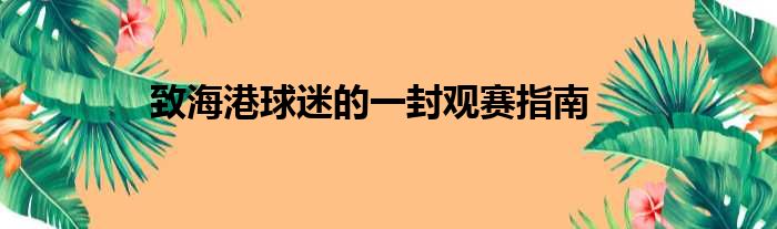 致海港球迷的一封观赛指南