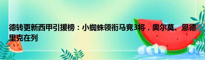 德转更新西甲引援榜：小蜘蛛领衔马竞3将，奥尔莫、恩德里克在列
