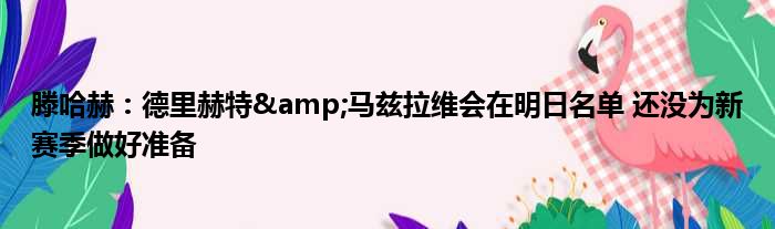 滕哈赫：德里赫特&马兹拉维会在明日名单 还没为新赛季做好准备