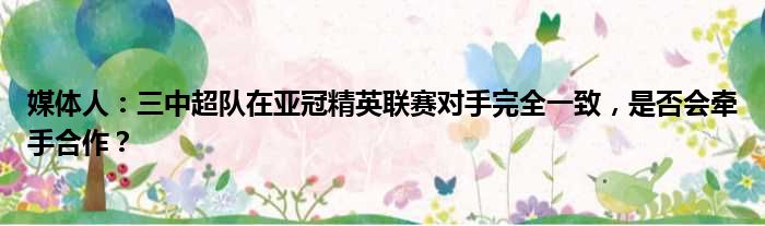 媒体人：三中超队在亚冠精英联赛对手完全一致，是否会牵手合作？