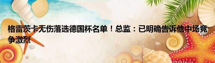格雷茨卡无伤落选德国杯名单！总监：已明确告诉他中场竞争激烈