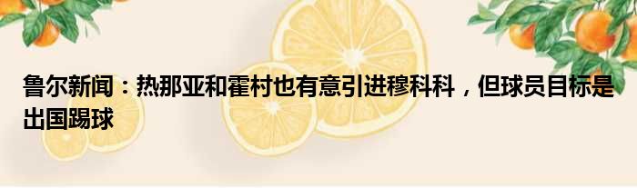 鲁尔新闻：热那亚和霍村也有意引进穆科科，但球员目标是出国踢球