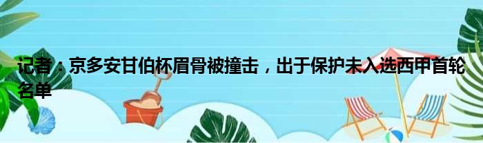 记者：京多安甘伯杯眉骨被撞击，出于保护未入选西甲首轮名单