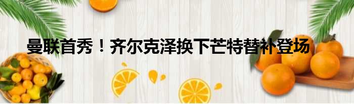曼联首秀！齐尔克泽换下芒特替补登场