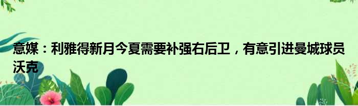 意媒：利雅得新月今夏需要补强右后卫，有意引进曼城球员沃克