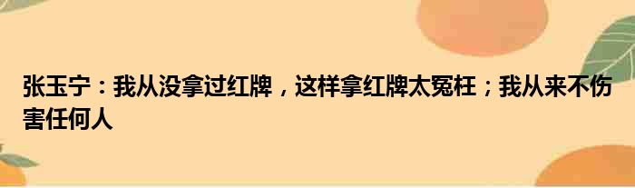 张玉宁：我从没拿过红牌，这样拿红牌太冤枉；我从来不伤害任何人