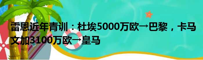 雷恩近年青训：杜埃5000万欧→巴黎，卡马文加3100万欧→皇马