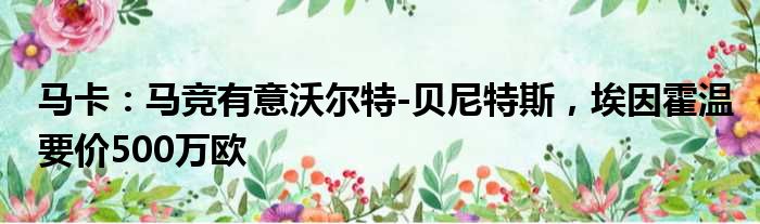 马卡：马竞有意沃尔特-贝尼特斯，埃因霍温要价500万欧