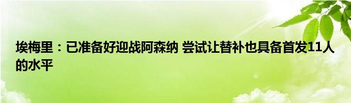 埃梅里：已准备好迎战阿森纳 尝试让替补也具备首发11人的水平