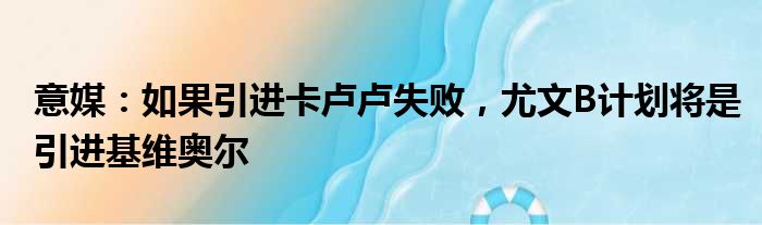 意媒：如果引进卡卢卢失败，尤文B计划将是引进基维奥尔