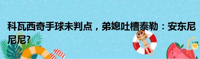 科瓦西奇手球未判点，弟媳吐槽泰勒：安东尼尼尼?