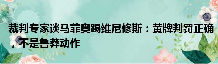 裁判专家谈马菲奥踢维尼修斯：黄牌判罚正确，不是鲁莽动作
