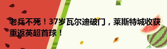老兵不死！37岁瓦尔迪破门，莱斯特城收获重返英超首球！