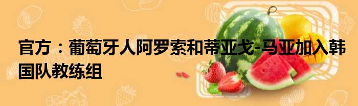 官方：葡萄牙人阿罗索和蒂亚戈-马亚加入韩国队教练组