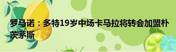 罗马诺：多特19岁中场卡马拉将转会加盟朴茨茅斯