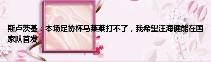 斯卢茨基：本场足协杯马莱莱打不了，我希望汪海健能在国家队首发