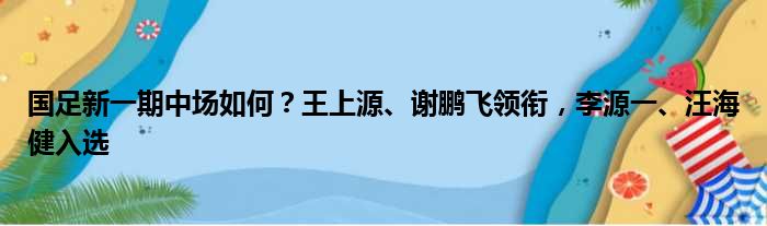 国足新一期中场如何？王上源、谢鹏飞领衔，李源一、汪海健入选