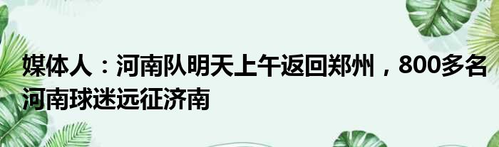 媒体人：河南队明天上午返回郑州，800多名河南球迷远征济南