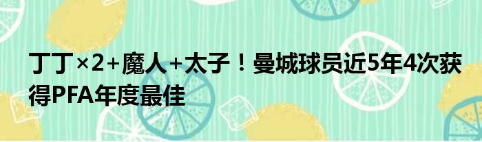 丁丁×2+魔人+太子！曼城球员近5年4次获得PFA年度最佳