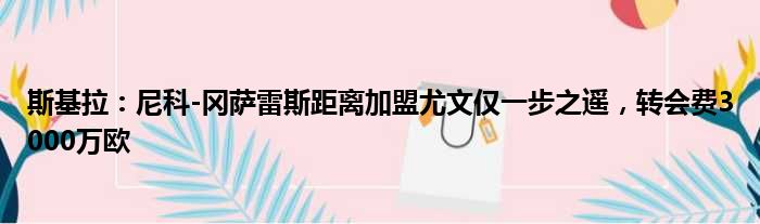 斯基拉：尼科-冈萨雷斯距离加盟尤文仅一步之遥，转会费3000万欧